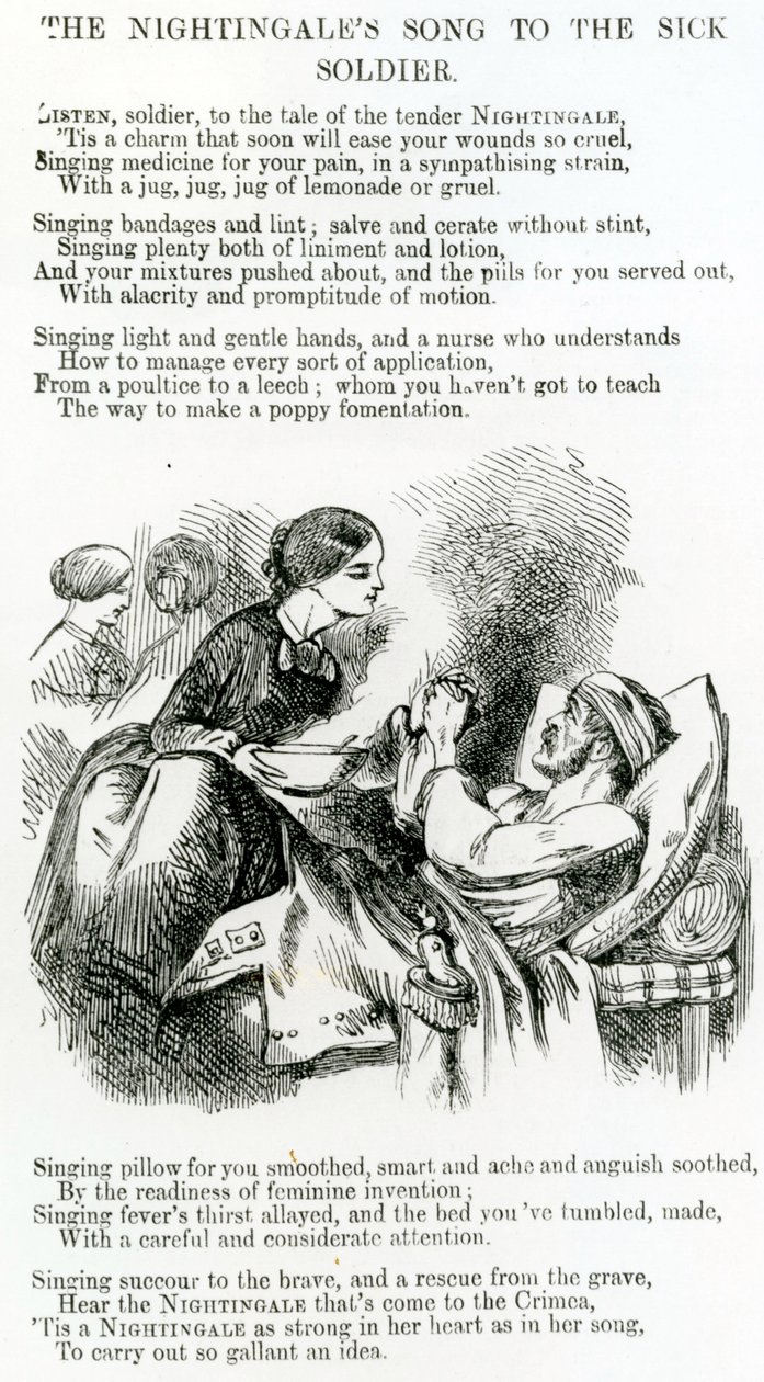 Florence Nightingale atendiendo a un soldado enfermo en Crimea de English School
