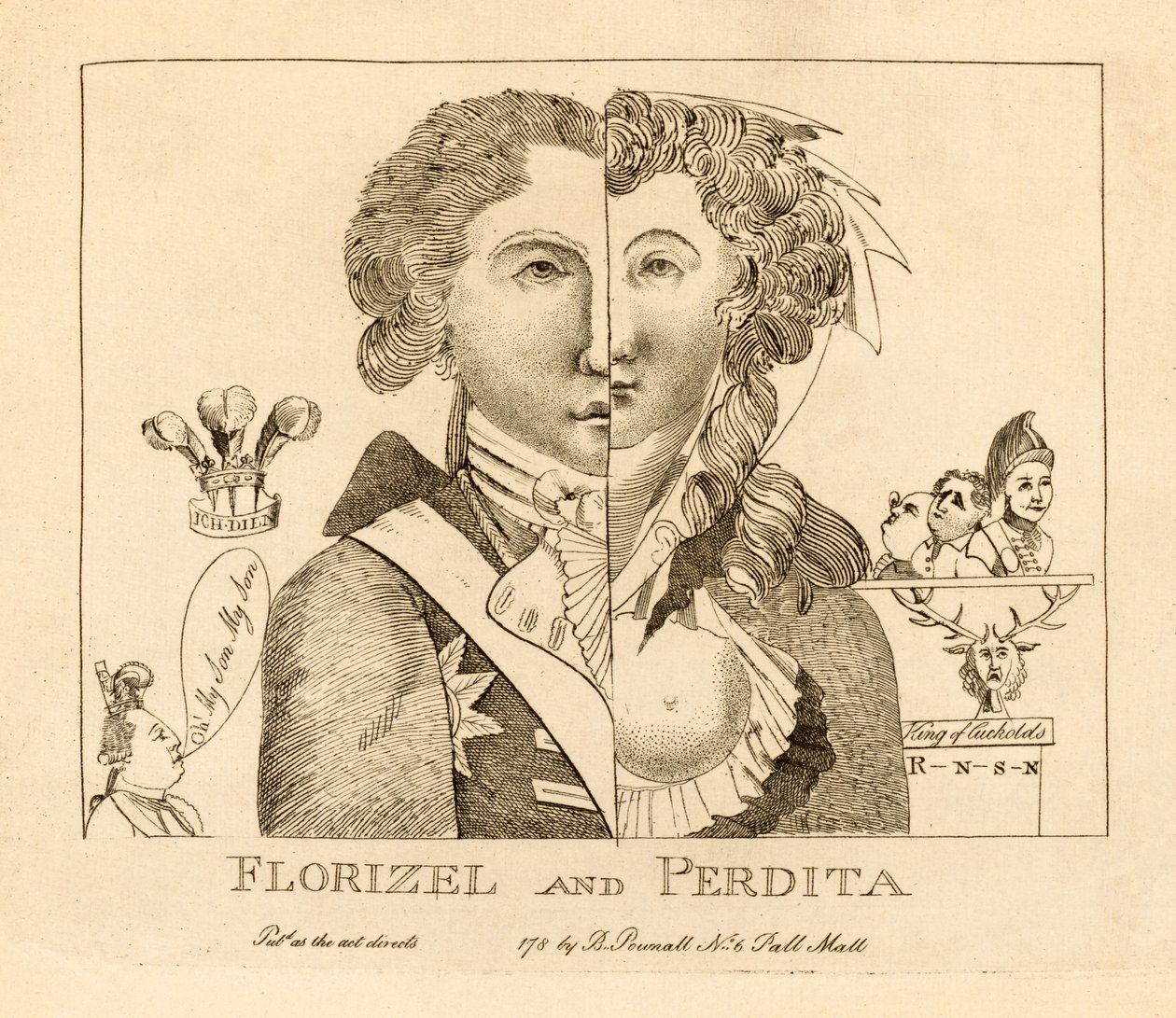Florizel y Perdita, pub. c.1783 (grabado) de English School