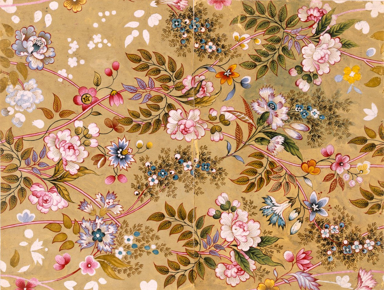 Diseño textil floreado, posiblemente por William Kilburn (1745-1818) de English School