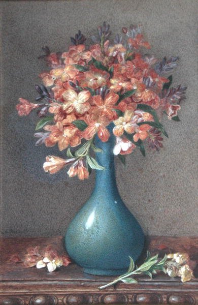 Flores en un jarrón azul, c.1870 de English School
