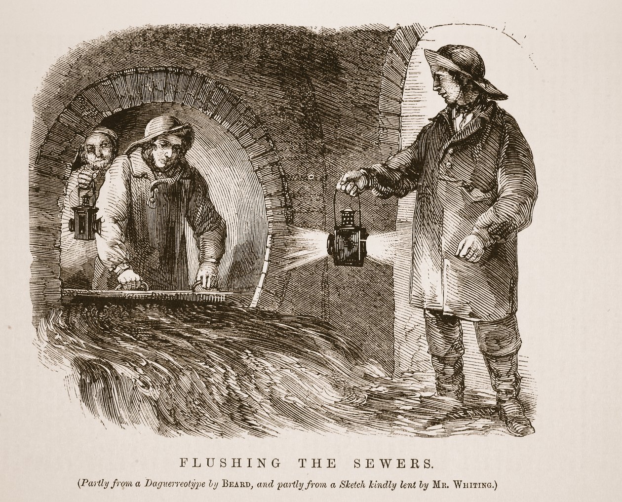 Limpieza de alcantarillas, ilustración de London Labour and London Poor de Henry Mayhew, pub. 1862 de English School