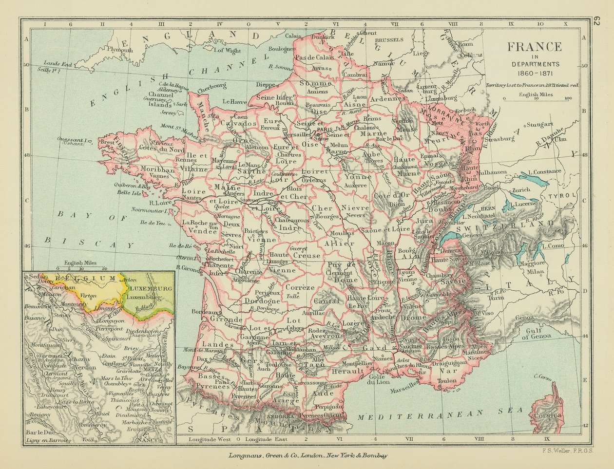 Francia en departamentos (litografía en color) de English School