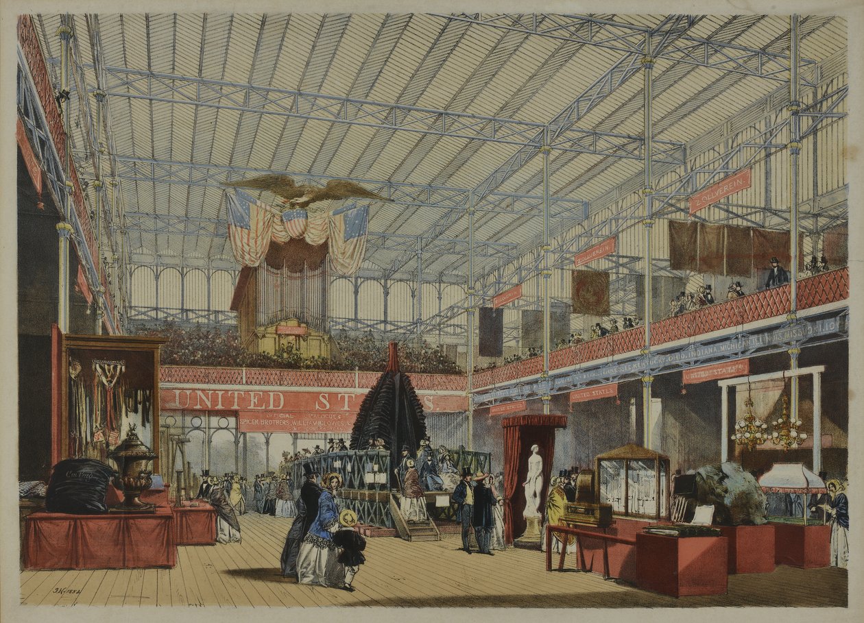 De "Imágenes comprensivas de Dickinson de la Gran Exposición de 1851", publicado 1854 - América, 1854 de English School