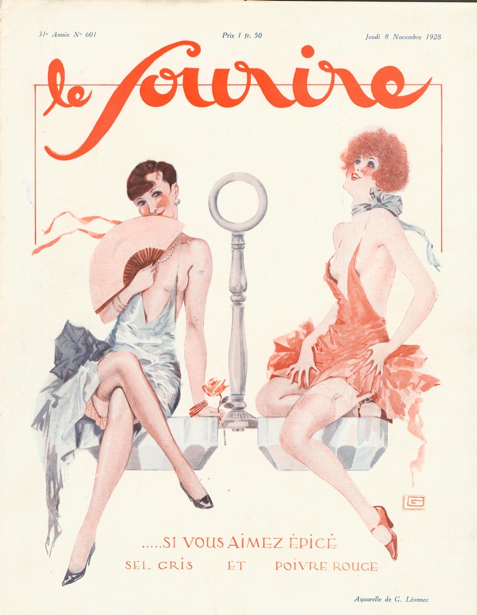 Portada de "Le Sourire", noviembre de 1928 (litografía en color) de English School
