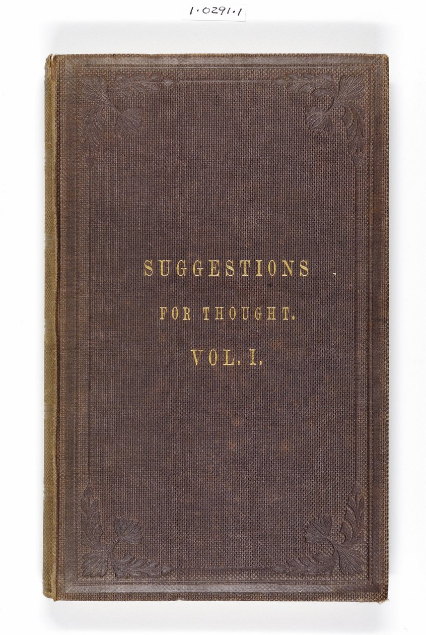 Portada de Sugerencias para el pensamiento de Florence Nightingale para buscadores de la verdad entre los artesanos de Inglaterra, impreso por Eyre & Spottiswoode, Londres, 1860 de English School