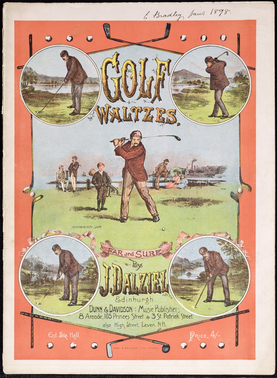 Portada de la partitura de Golf Waltzes por J. Dalziel de English School