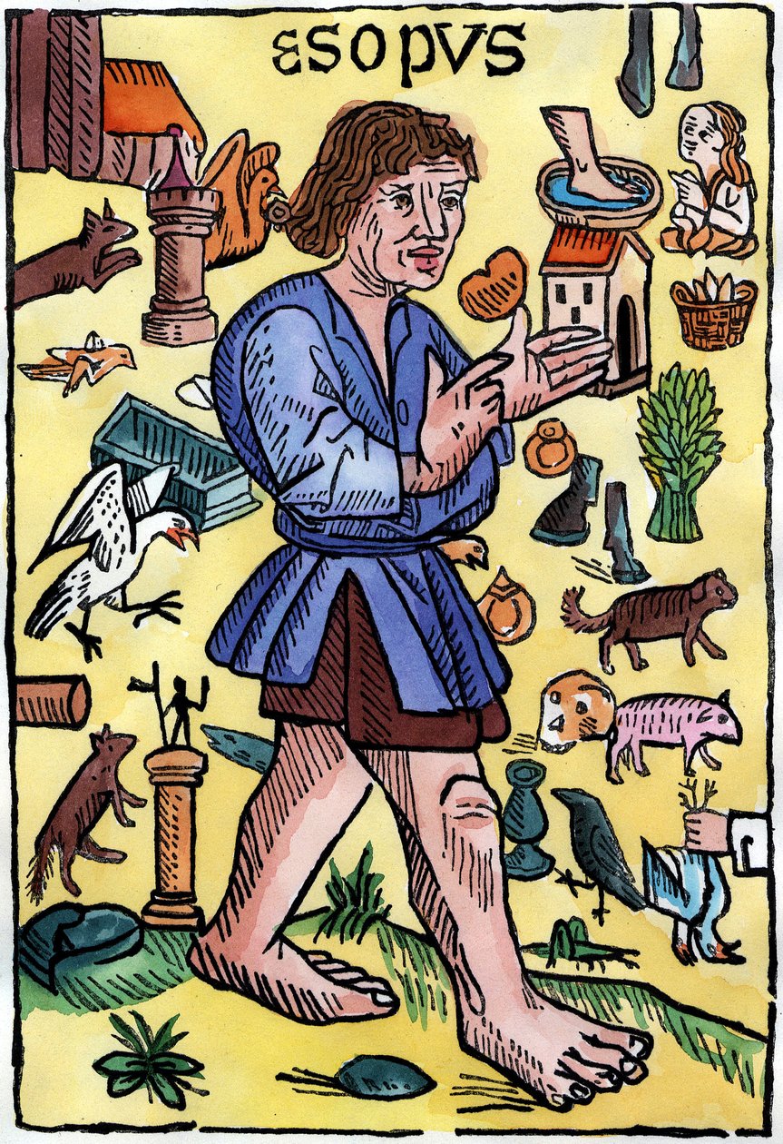 Frontispicio de las "Fábulas" de Esopo, ediciones impresas en Inglaterra por William Caxton (1422? - 1491) de English School