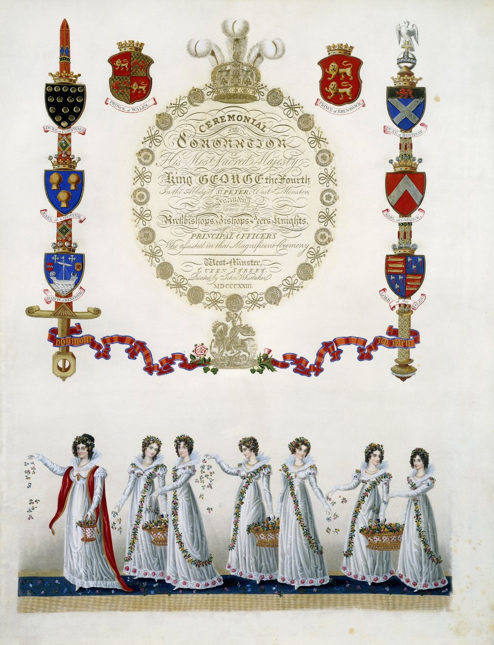 Portada, de "Ceremonial de la Coronación de su Sagrada Majestad el Rey Jorge IV", por John Whittaker, 1823 de English School