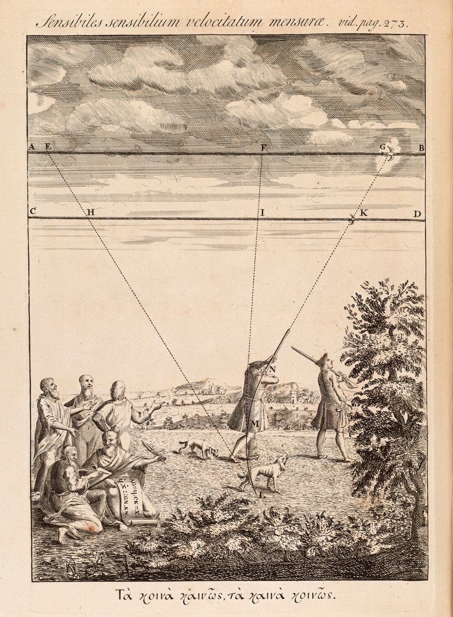 Frontispicio de El Método de Fluxones y Series Infinitas por Isaac Newton, Londres, 1736 de English School