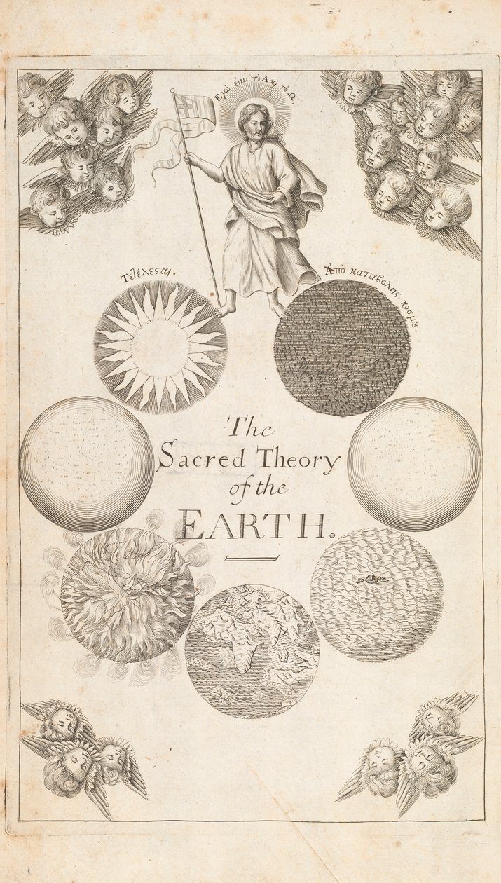 Frontispicio de La Teoría de la Tierra por Thomas Burnet, Londres, 1684 de English School