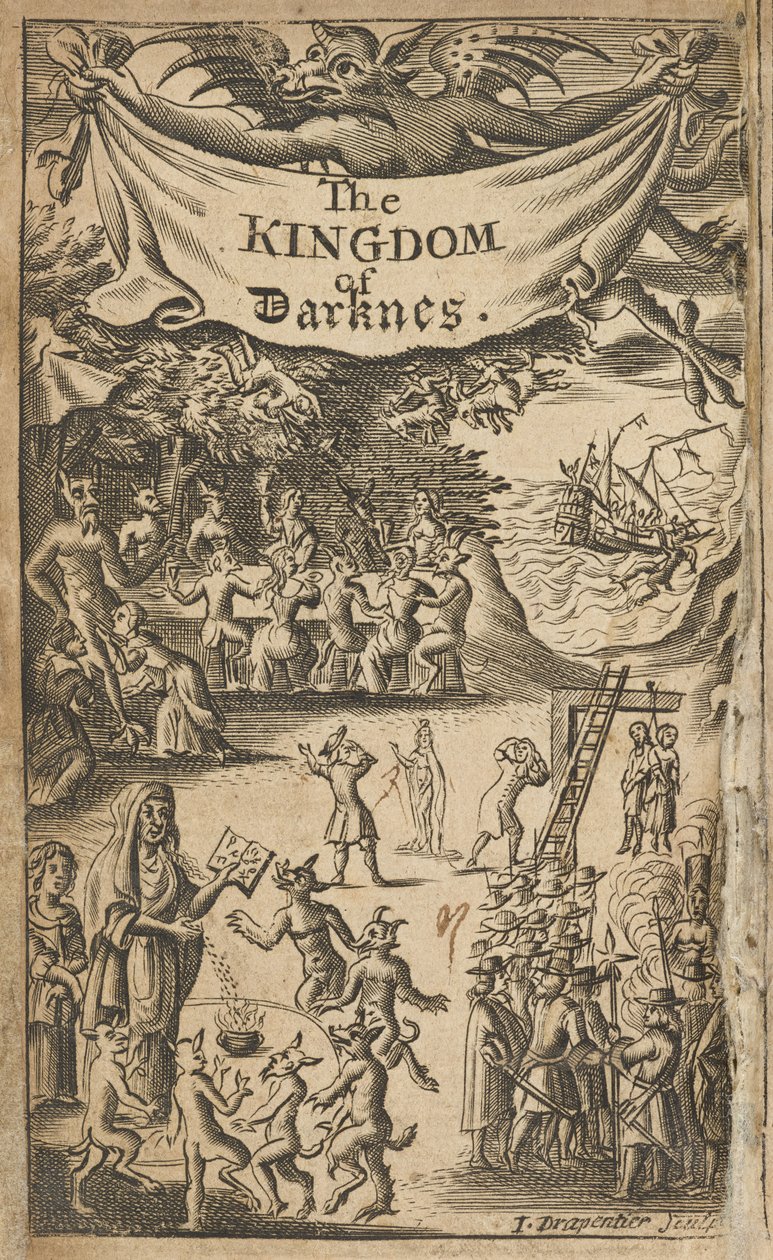 Frontispicio de Nathaniel Crouch, The Kingdom of Darkness (Londres: Impreso para Nath. Crouch de English School