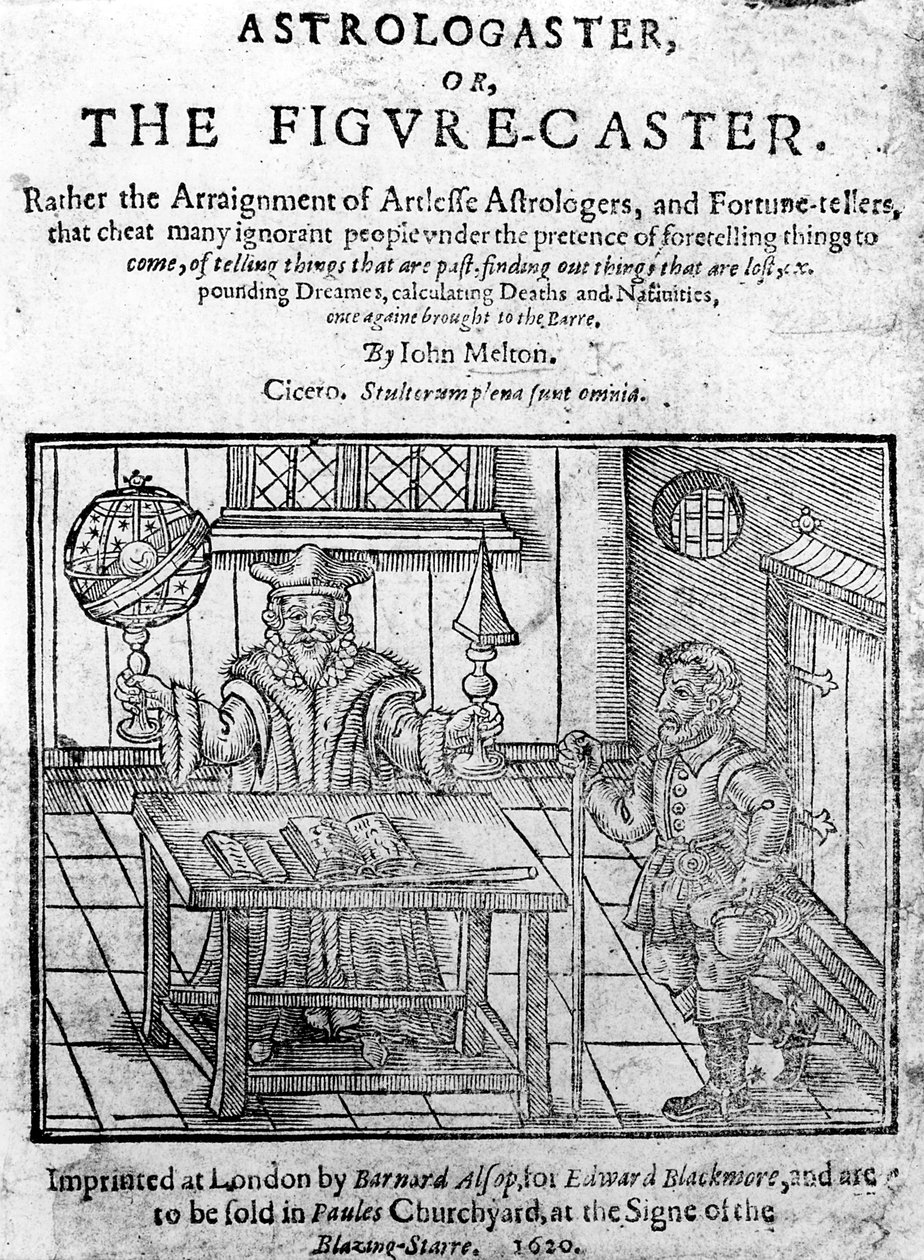 Frontispicio de Astrologaster, o el Caster de Figuras por John Melton, publicado en 1620 de English School