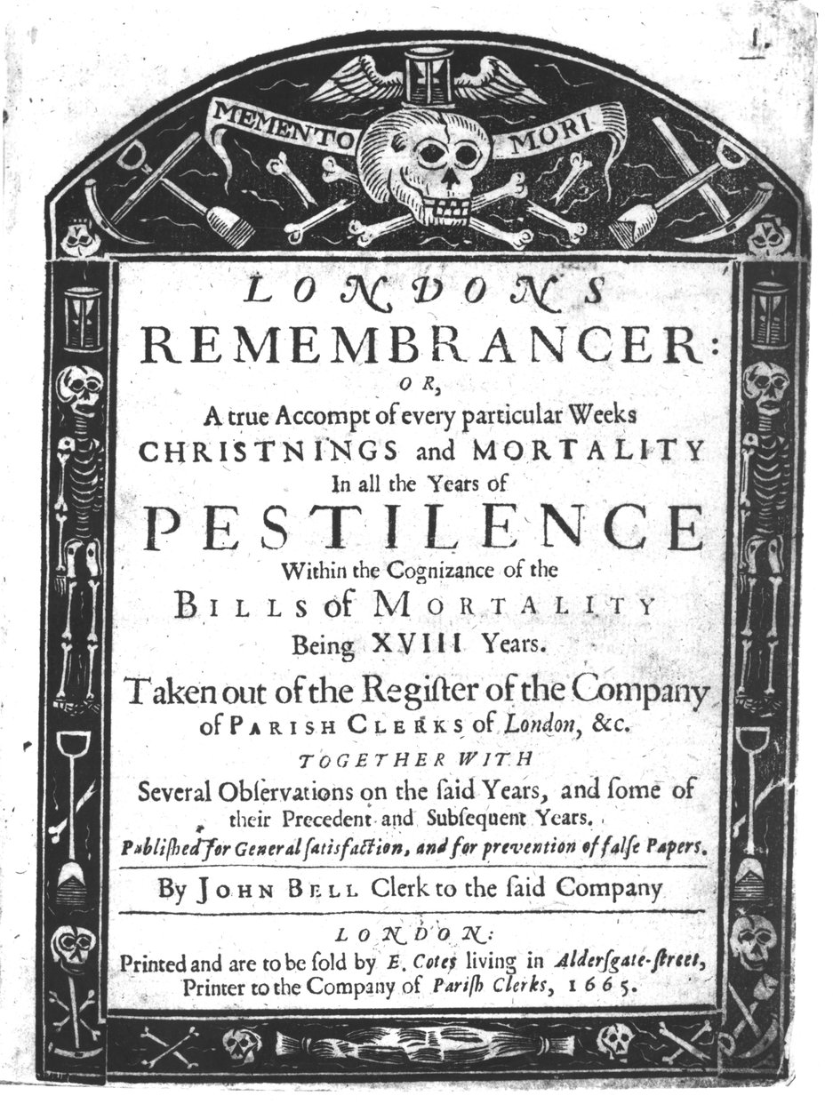 Frontispicio de El Recordador de Londres por John Bell, 1665 de English School