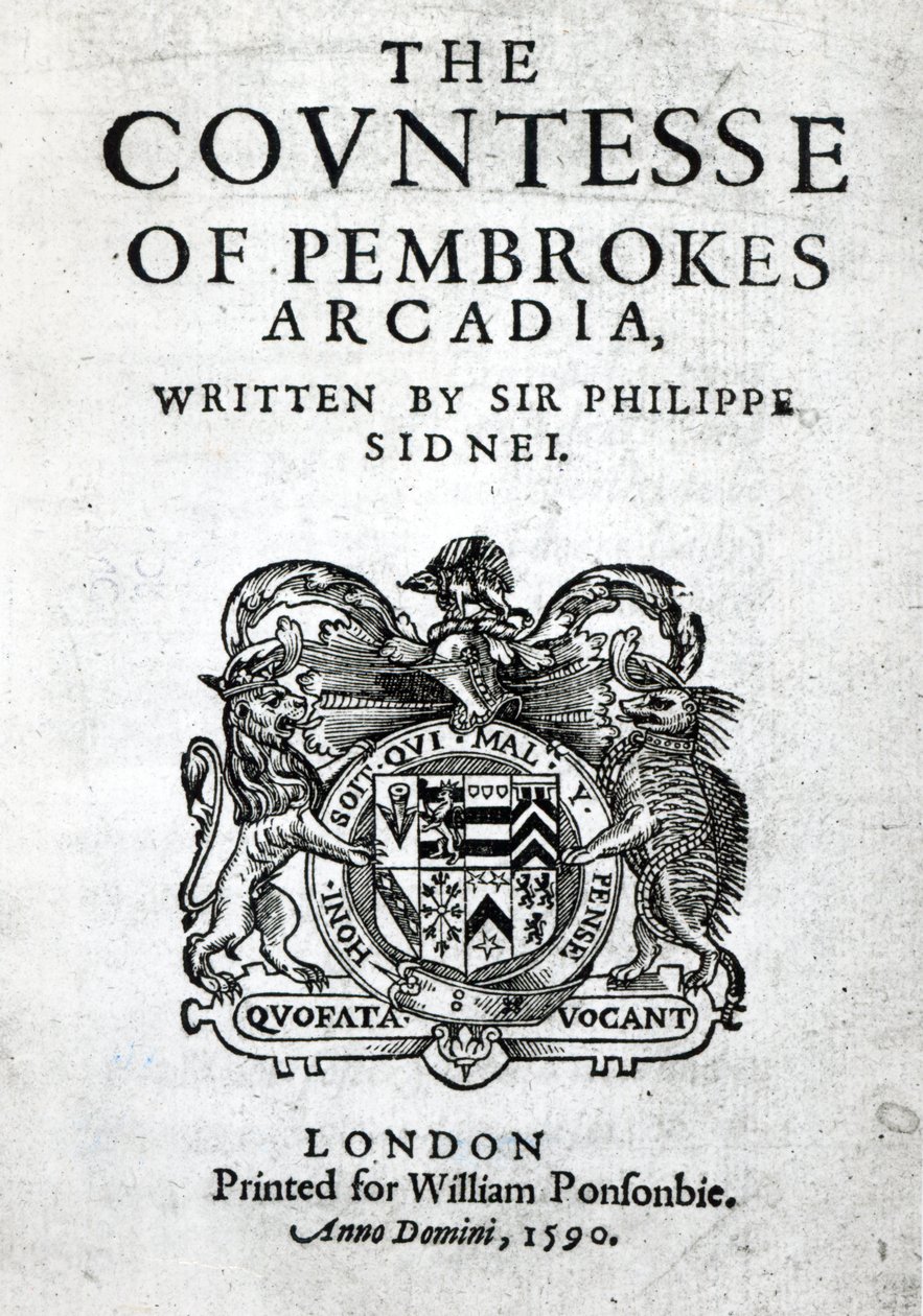 Frontispicio de La Arcadia de la Condesa de Pembroke por Sir Philip Sidney, 1590 de English School