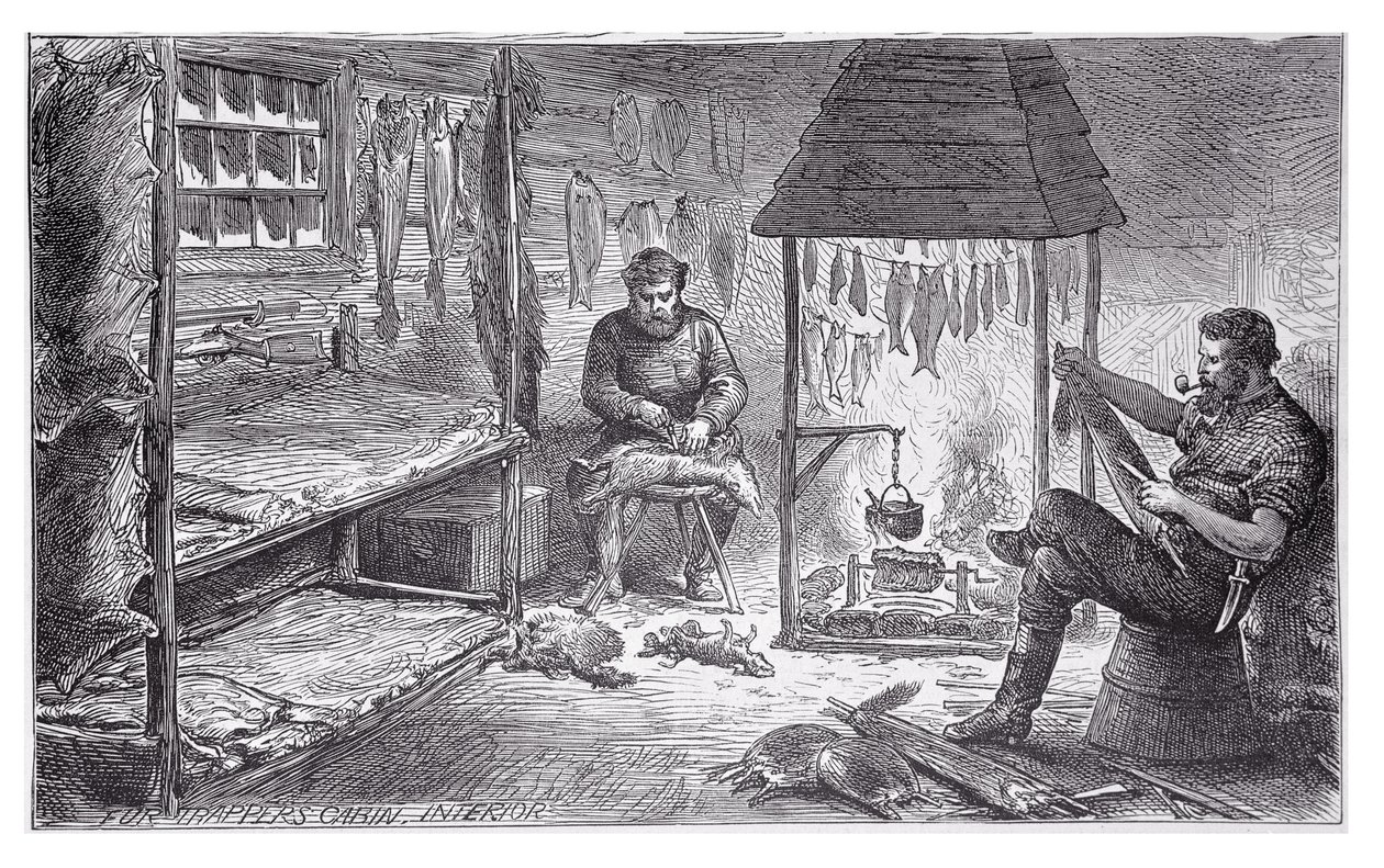 Tramperos de pieles en Canadá, 1880 de English School