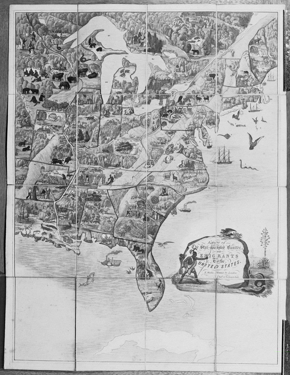 Juego del Himno Nacional de los Estados Unidos o Emigrantes a los Estados Unidos, c.1840 de English School