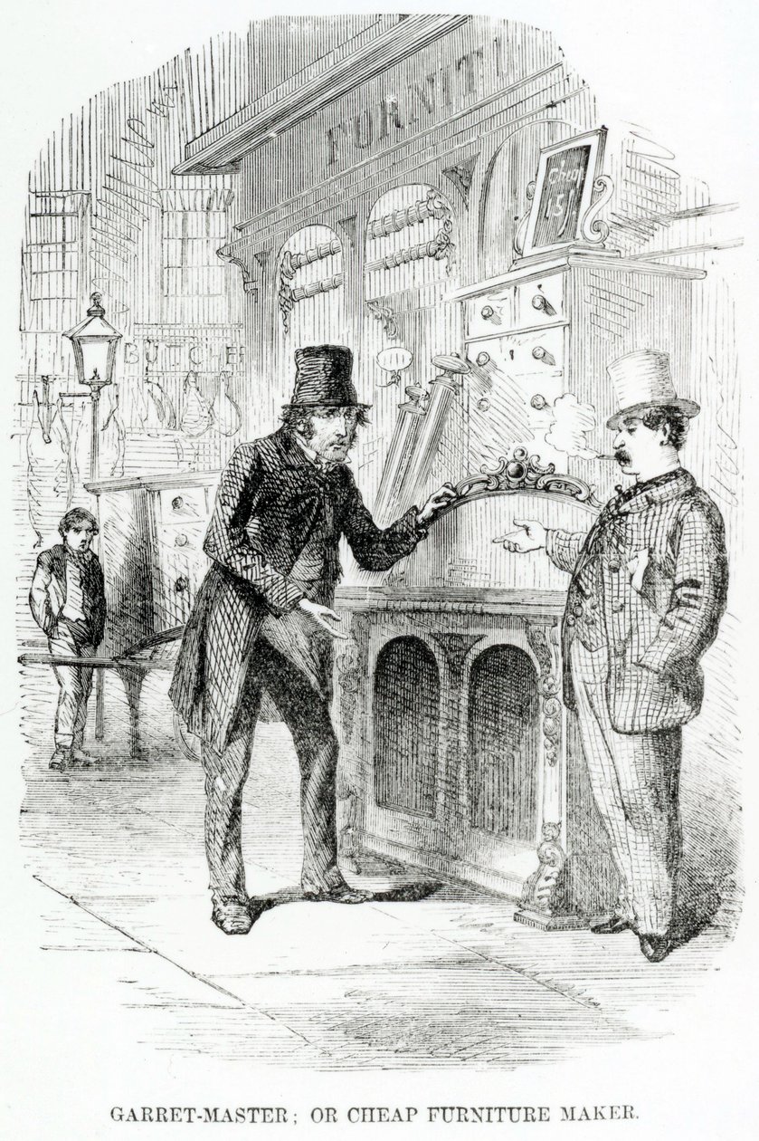 El maestro del desván, o fabricante de muebles baratos, c.1840 de English School
