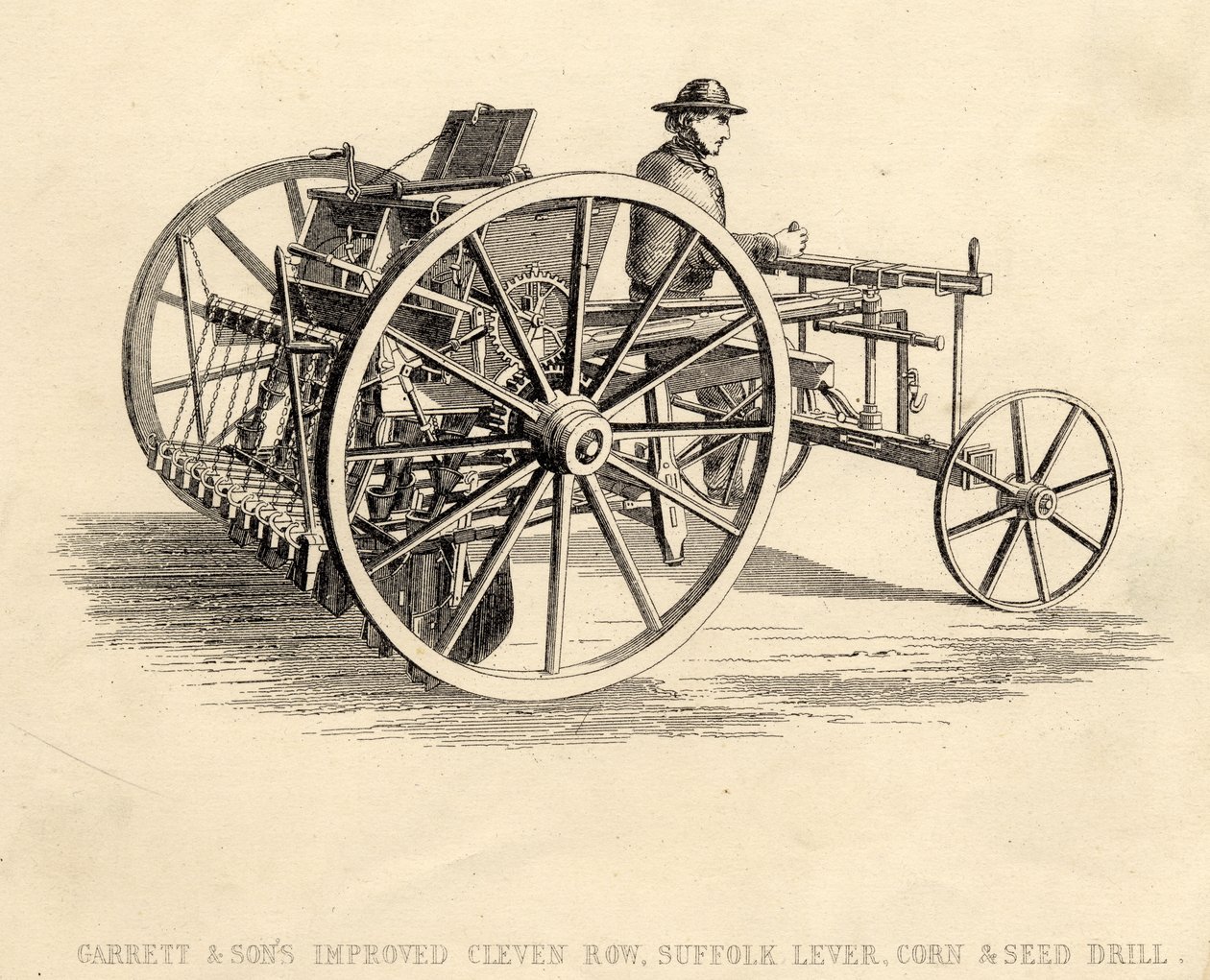 Garrett y Sons Mejorado Cleven Row Suffolk Taladro de Maíz y Semillas de English School