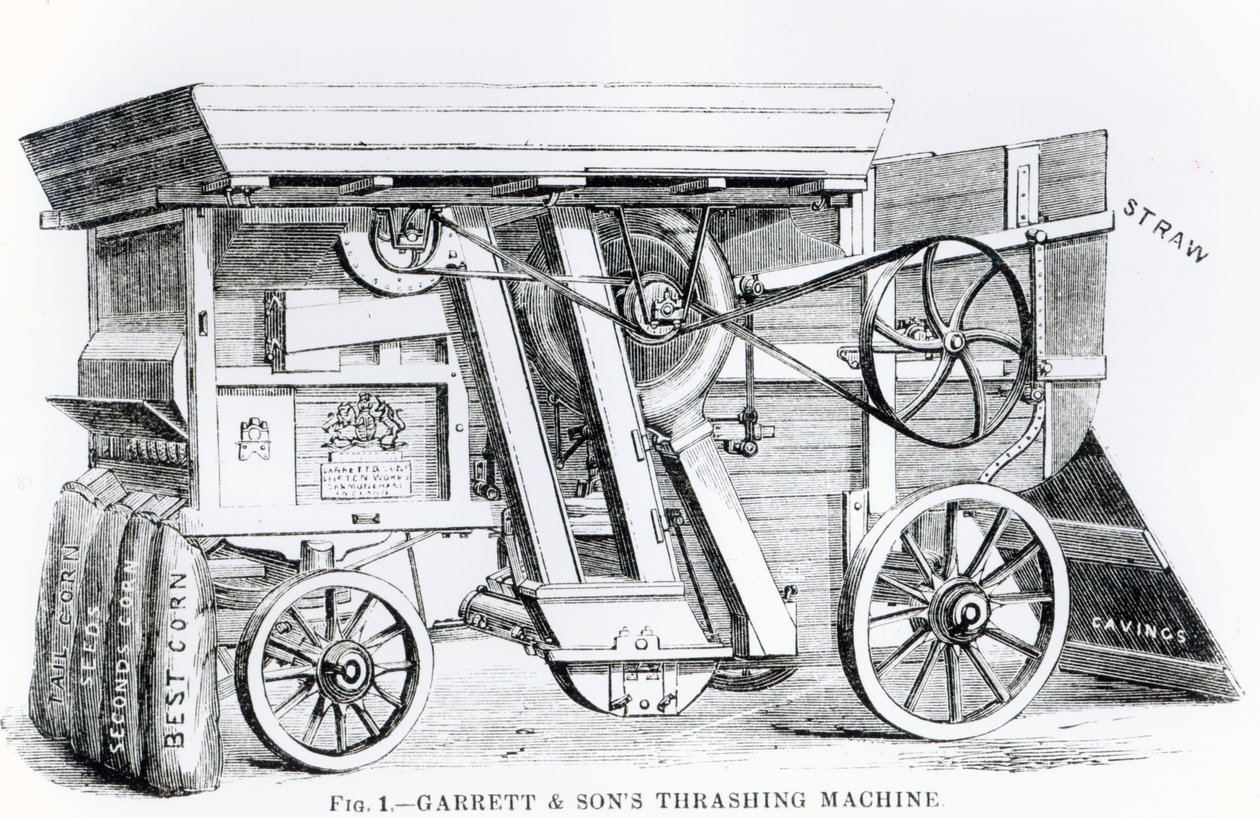 Máquina Combinada de Trilla y Limpieza Patentada de Garrett and Sons de English School