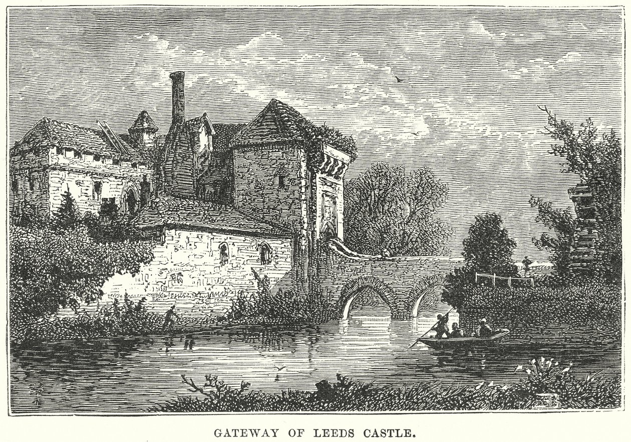 Puerta del castillo de Leeds (grabado) de English School
