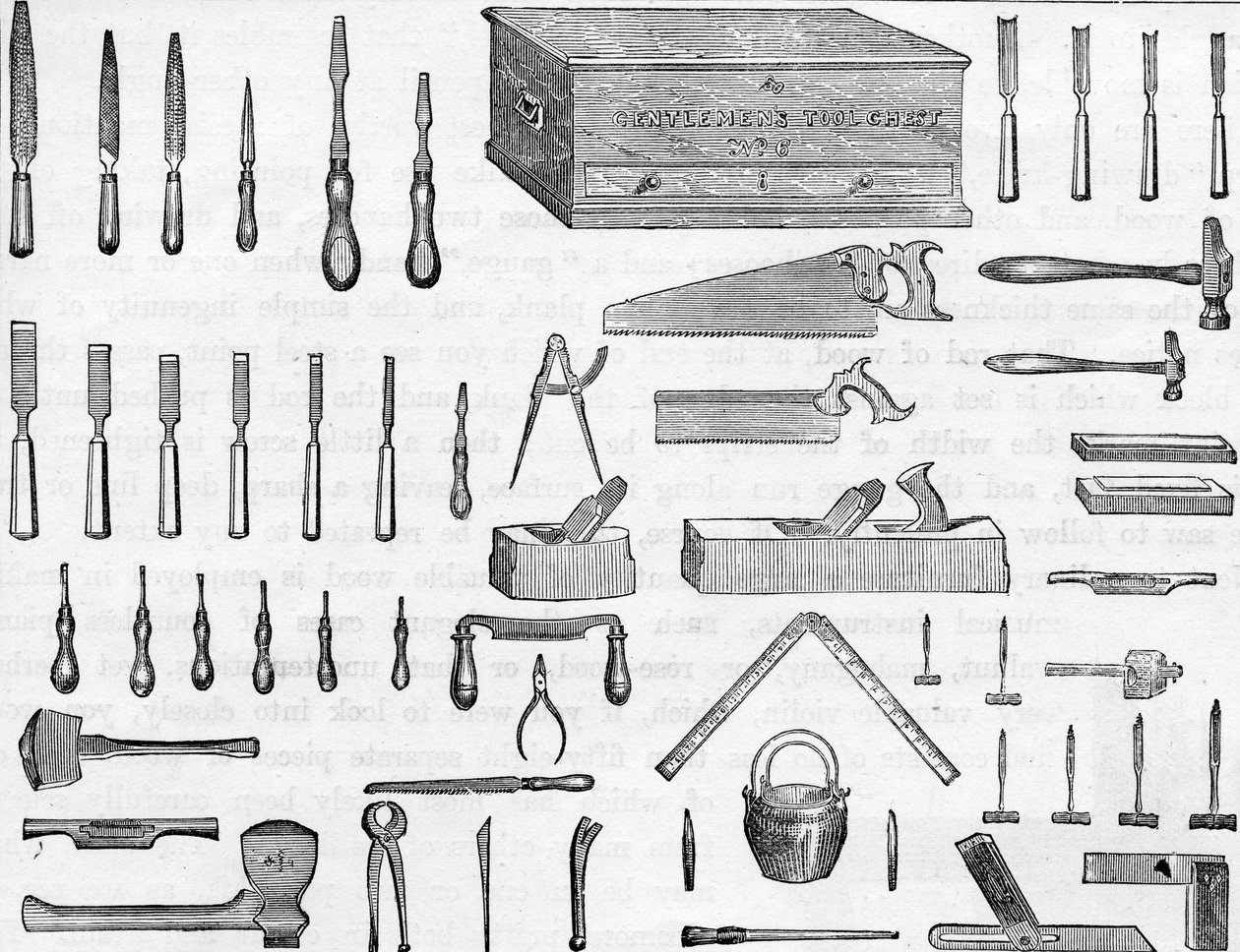 Baúl de herramientas del caballero no.6, siglo XIX de English School