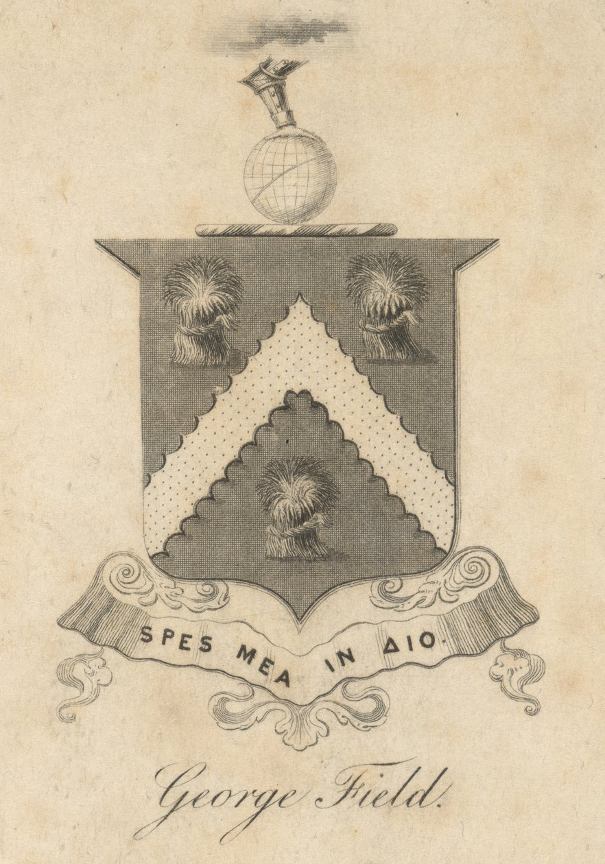 George Field, Placa con escudo de armas, de "Chromatics, or, An essay on the analogy and harmony of colours", de George Field. de English School