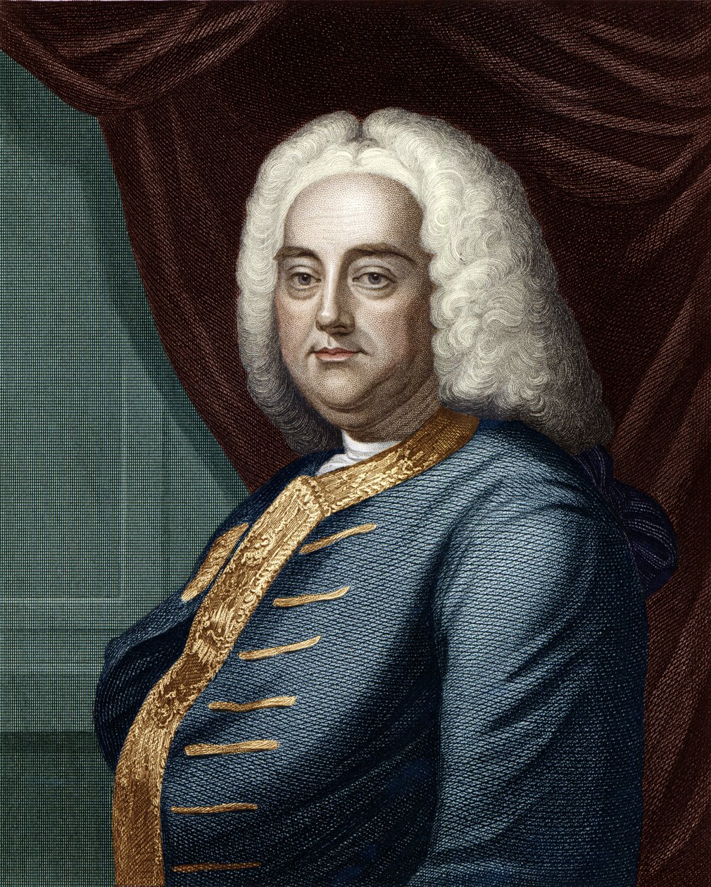 George Frederic Handel, grabado por Thomson (posterior coloración) de English School