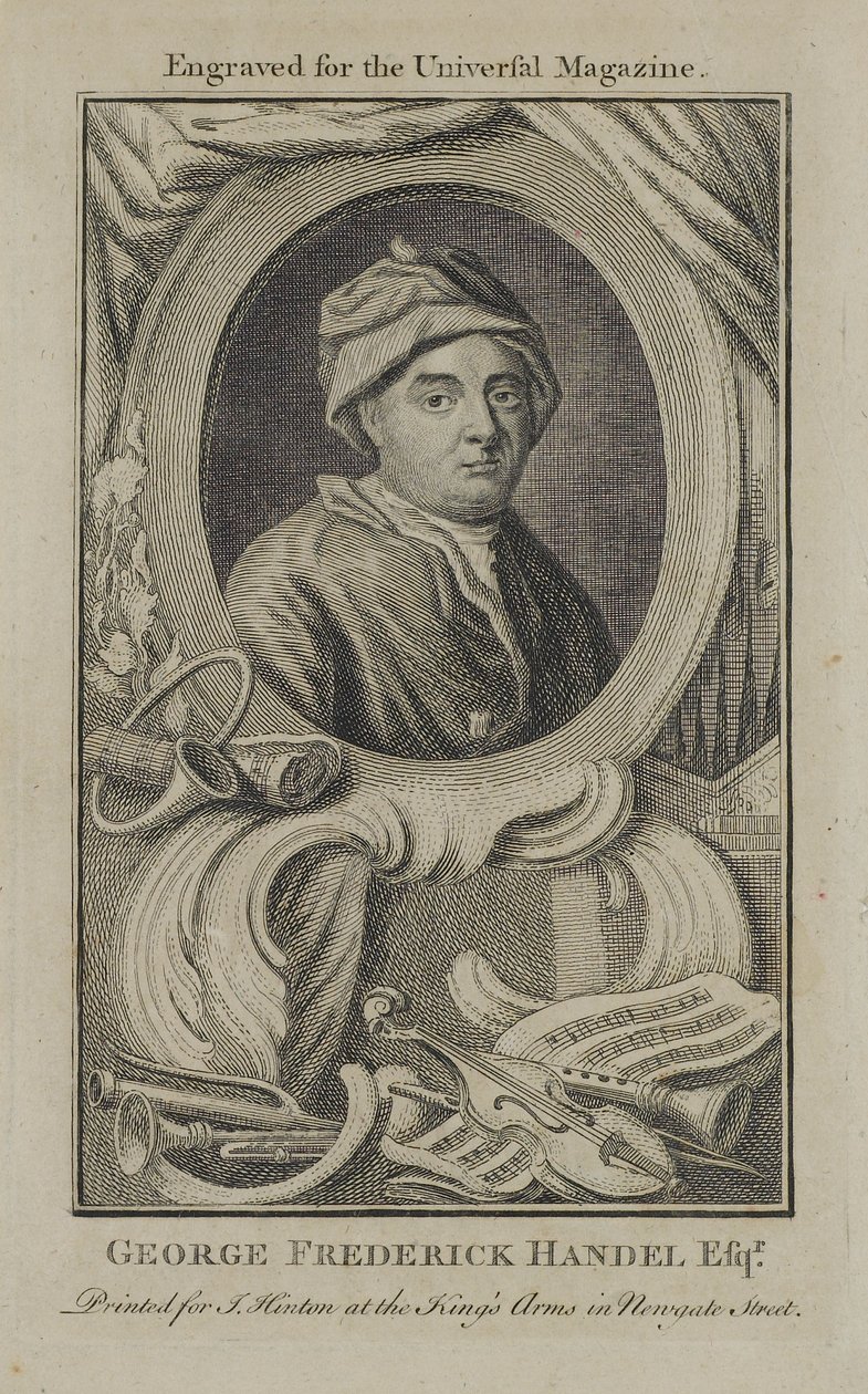George Frideric Handel, grabado para la Universal Magazine de English School