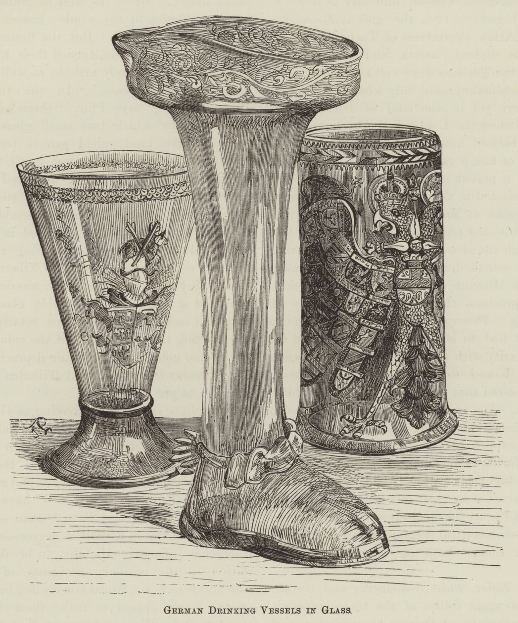 Vasos de cristal alemanes (grabado) de English School