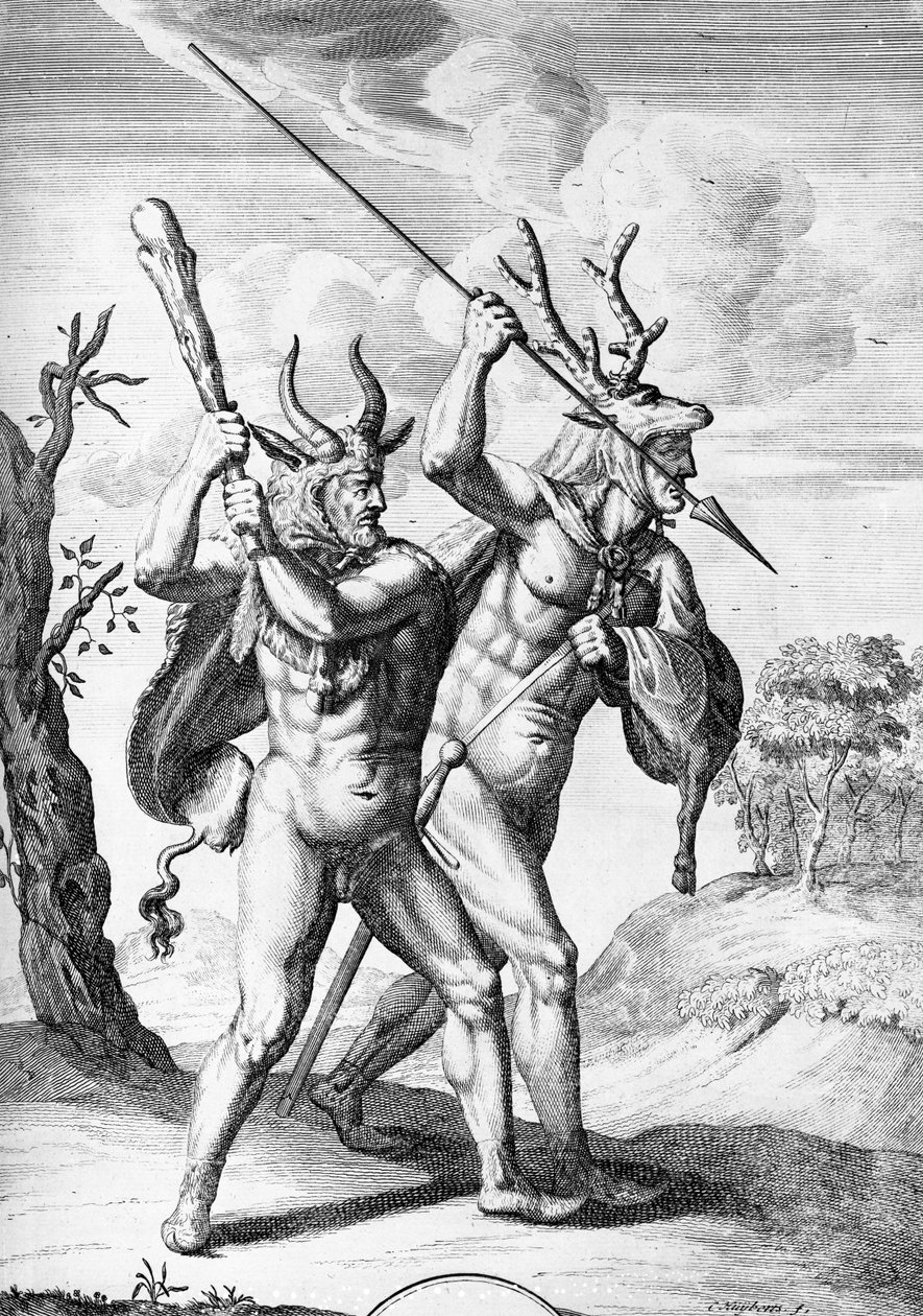 Alemanes, ilustración de The Commentaries of Caesar traducido al inglés por William Duncan, grabado por Cornelis Huyberts, publicado en 1753 de English School