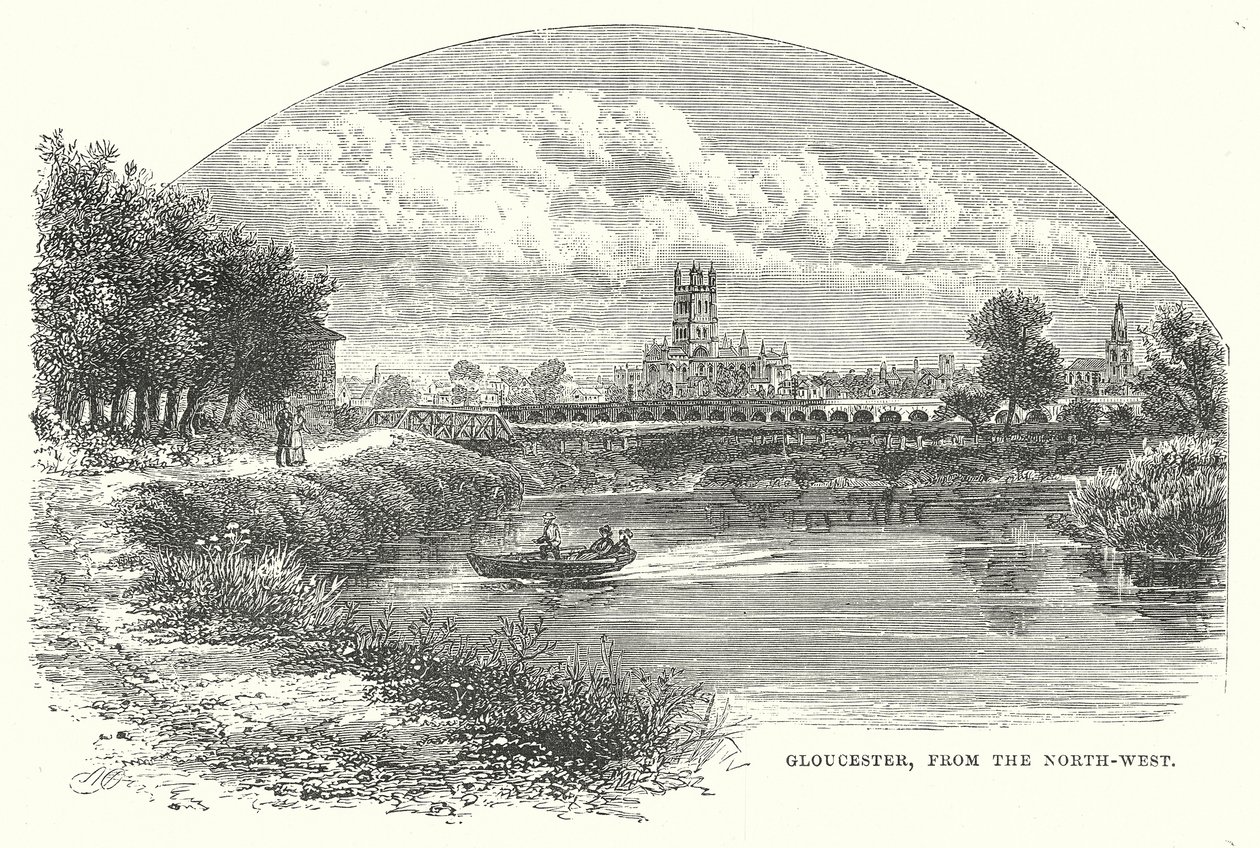 Gloucester, desde el noroeste (grabado) de English School
