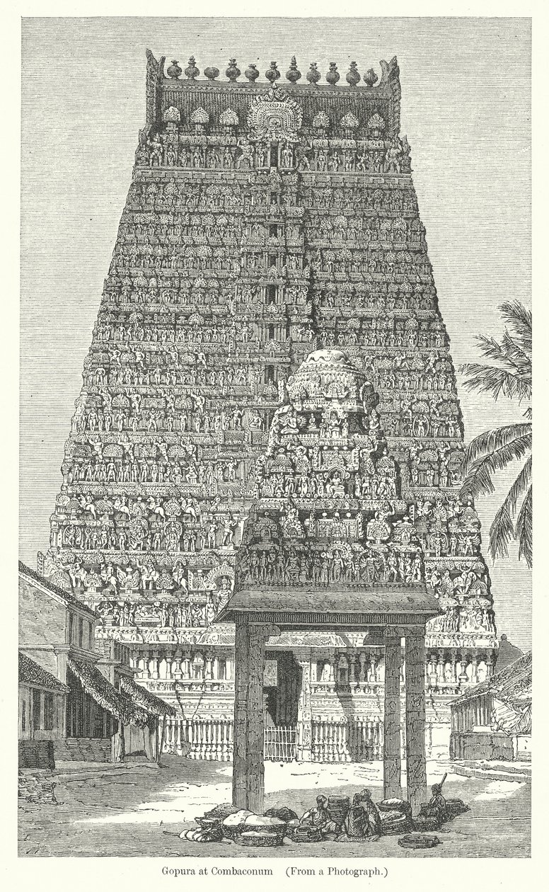 Gopura en Combaconum (grabado) de English School