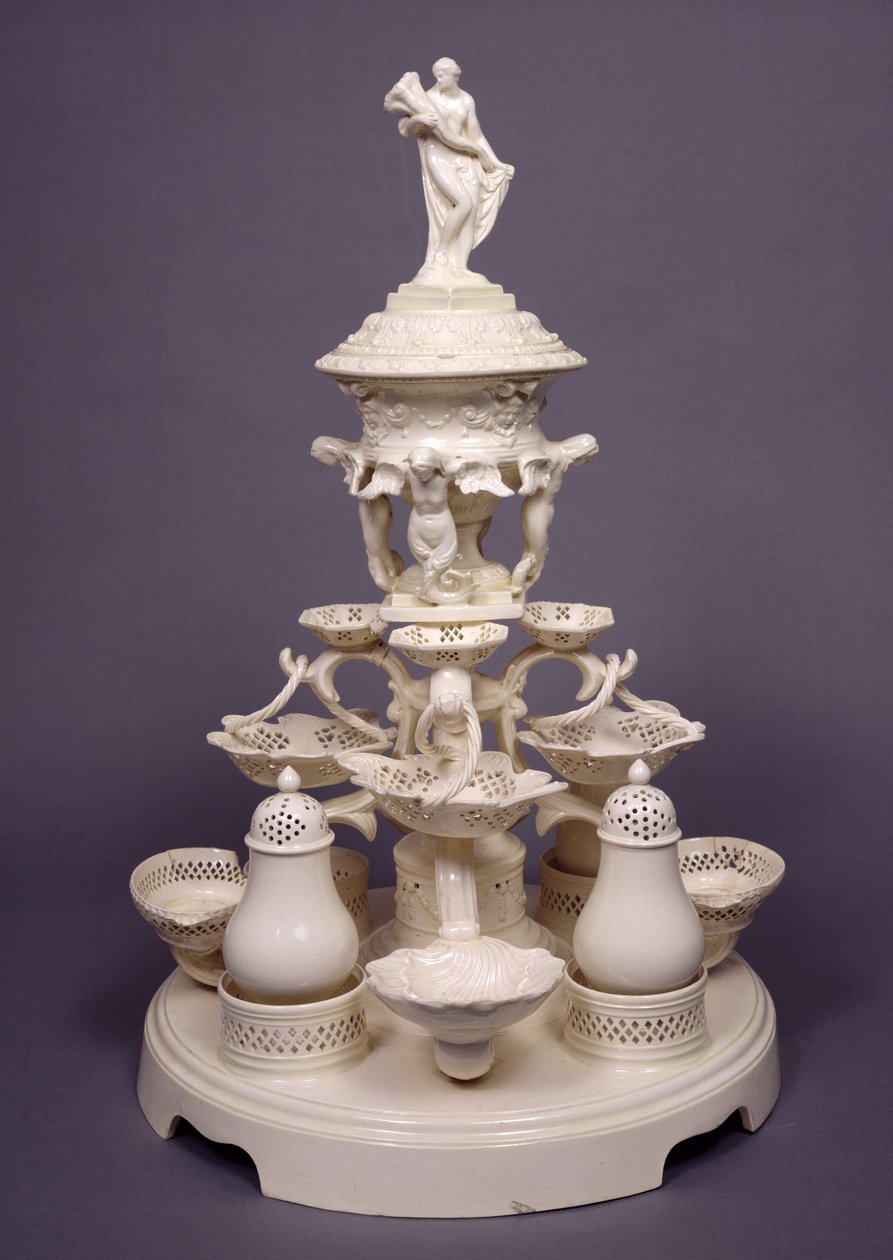 Gran plat de ménage o centro de mesa, Leeds Pottery, c.1780 de English School