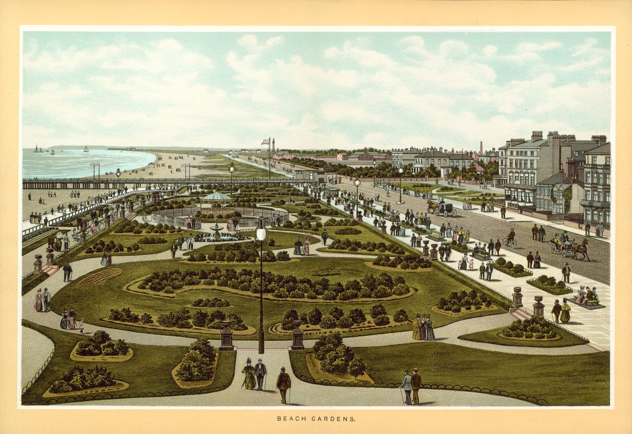 Great Yarmouth: Beach Gardens (litografía en color) de English School