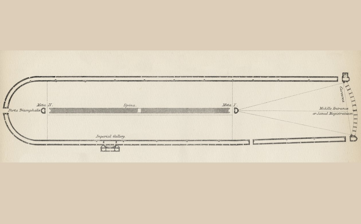 Plano de un circo romano típico, de La Enciclopedia Nacional, publicada por William Mackenzie, Londres, finales del siglo XIX de English School