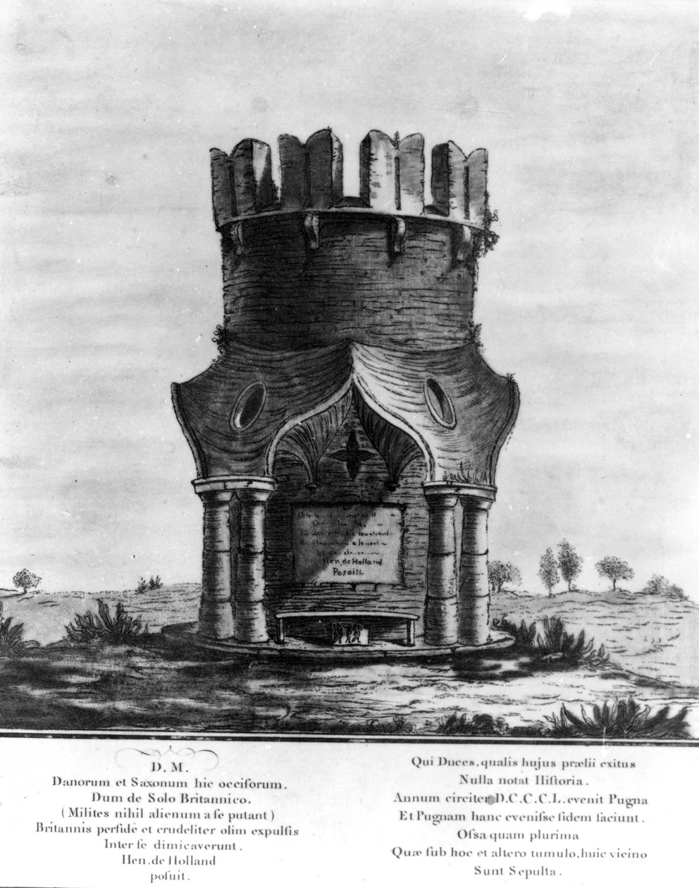 Monumento Hackendown, grabado por J. Basire, 1780 de English School