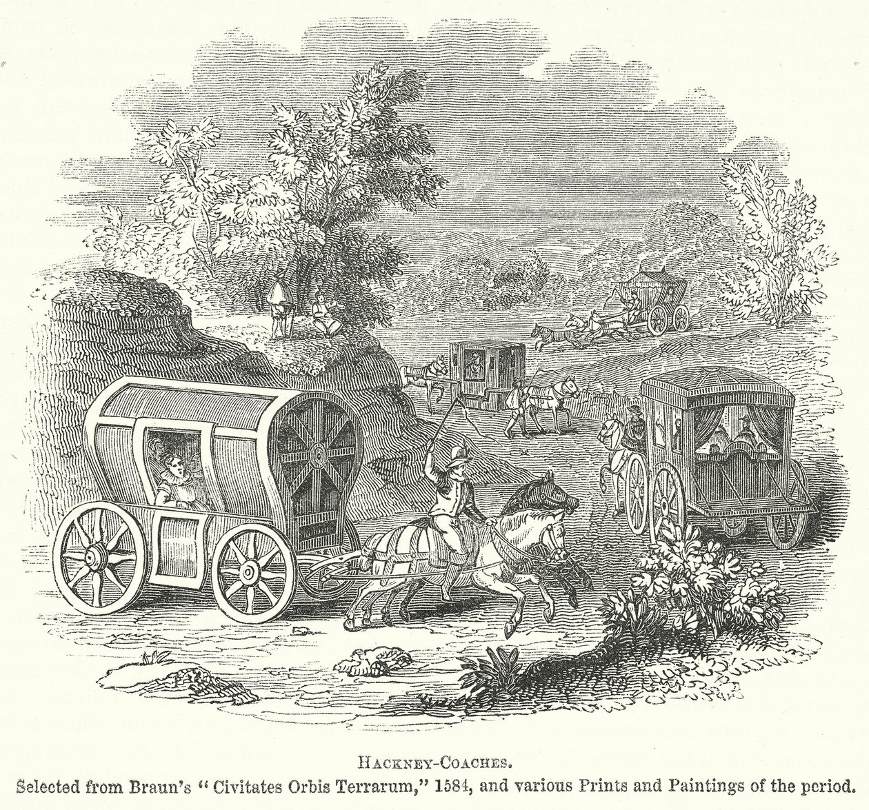 Hackney-Coaches (grabado) de English School