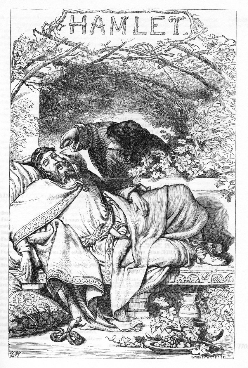 Hamlet - Ilustración en “Obras completas de William Shakespeare” 1866 - Las ilustraciones y la forma general de esta edición son tomadas del Shakespeare ilustrado de Cassell, publicado en Londres de English School