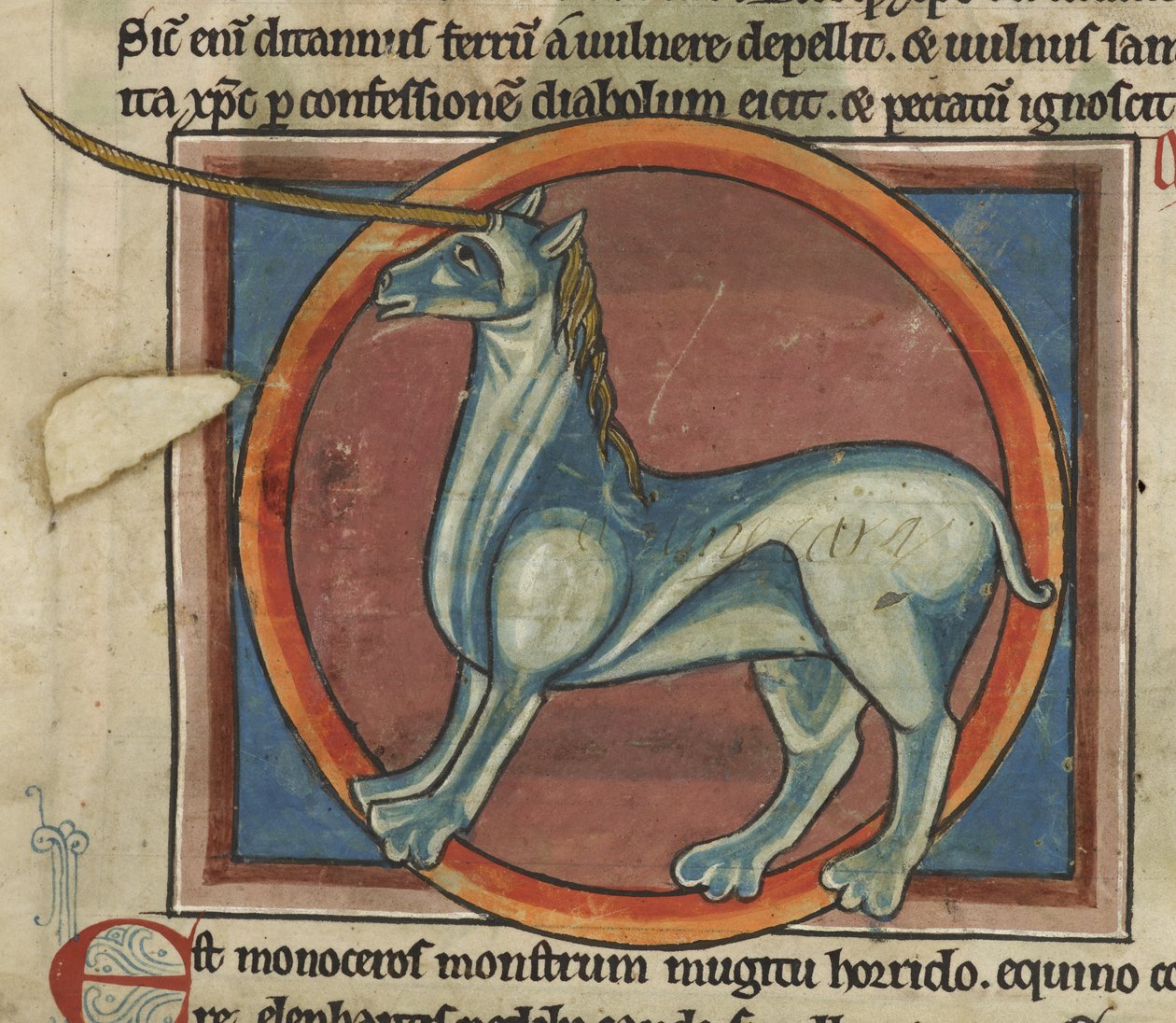 Harley 4751, f.15 Monoceros con cuerno grande, de un 