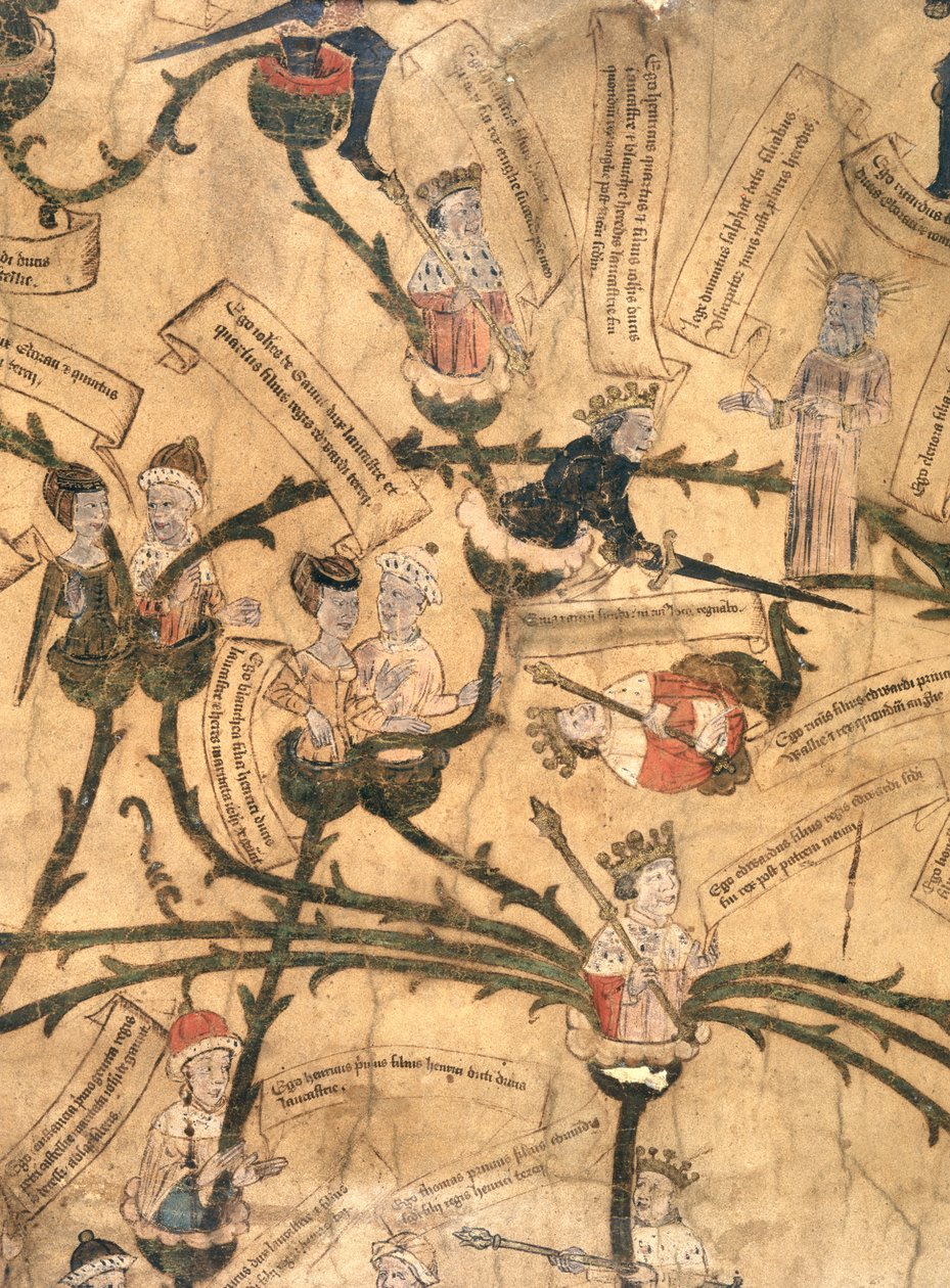 Harley 7353. Enrique IV (1367-1413) corta el árbol genealógico de English School