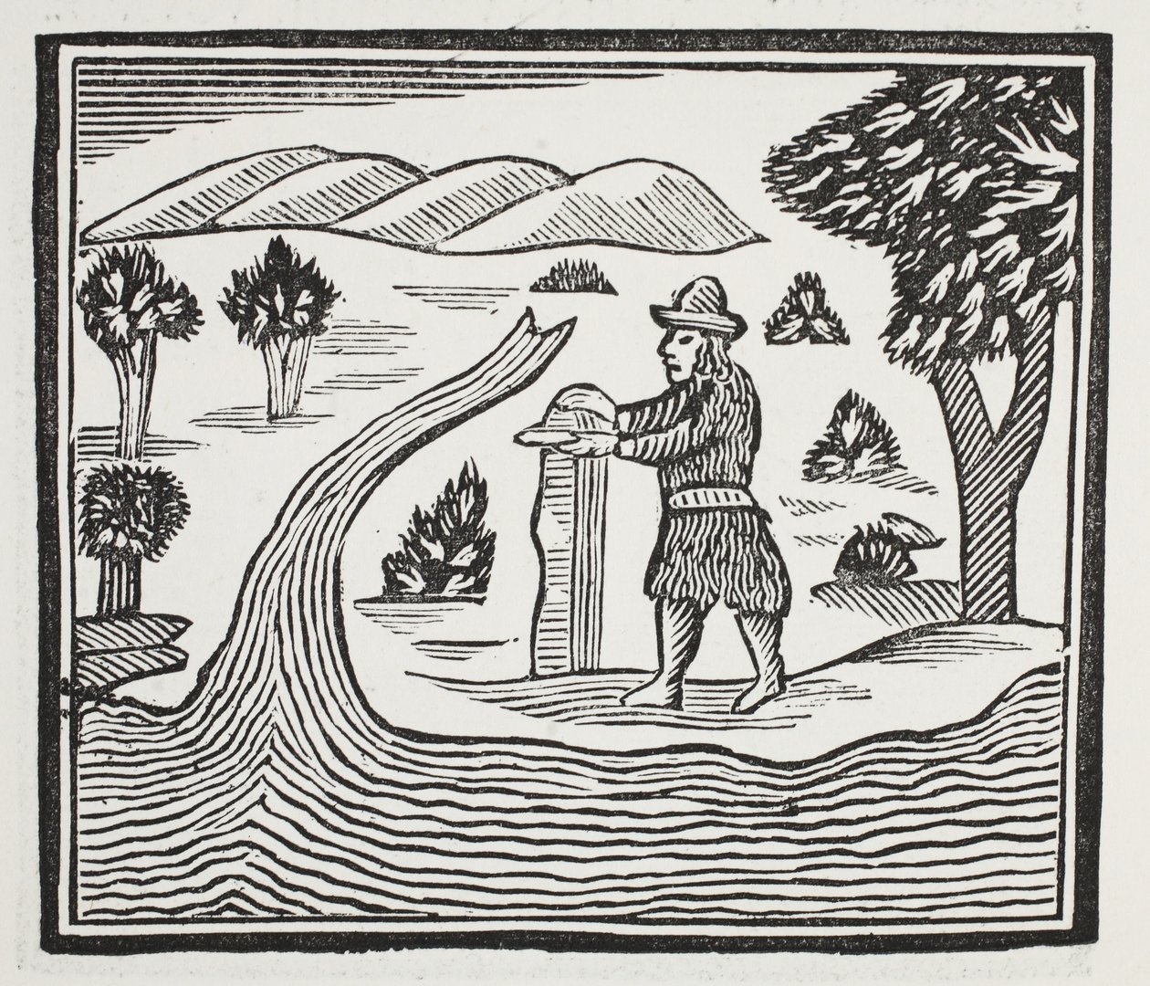 Mantiene un registro del tiempo y los eventos, ilustración de Chap-books del siglo XVIII de John Ashton, pub. 1882 de English School