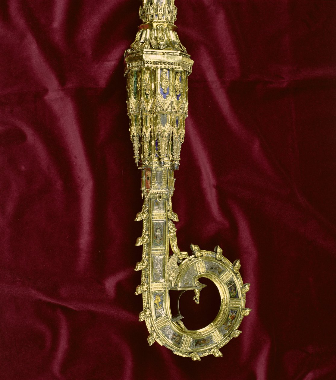 Cabeza y gancho del báculo de William of Wykeham (c.1320-1404): lado de Pablo (plata dorada) (detalle) de English School