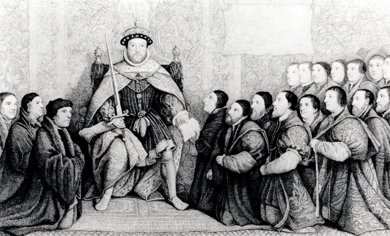 Enrique VIII otorgando la carta a los cirujanos barberos de English School