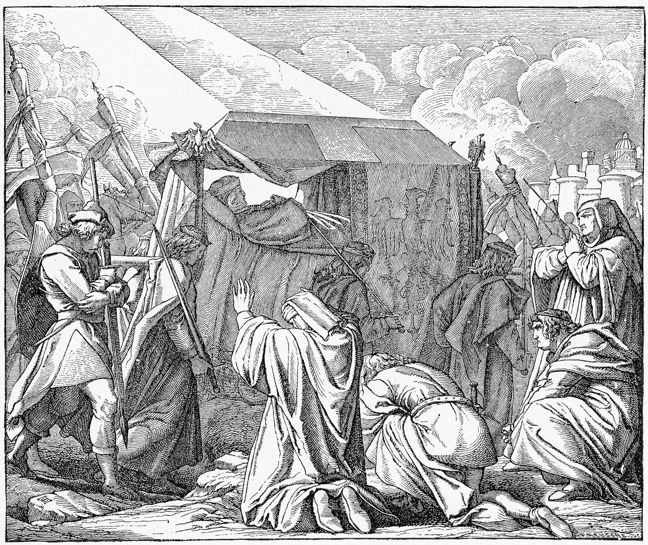 Enrique VII, emperador del Sacro Imperio Romano, es llorado por su pueblo en 1313 de English School