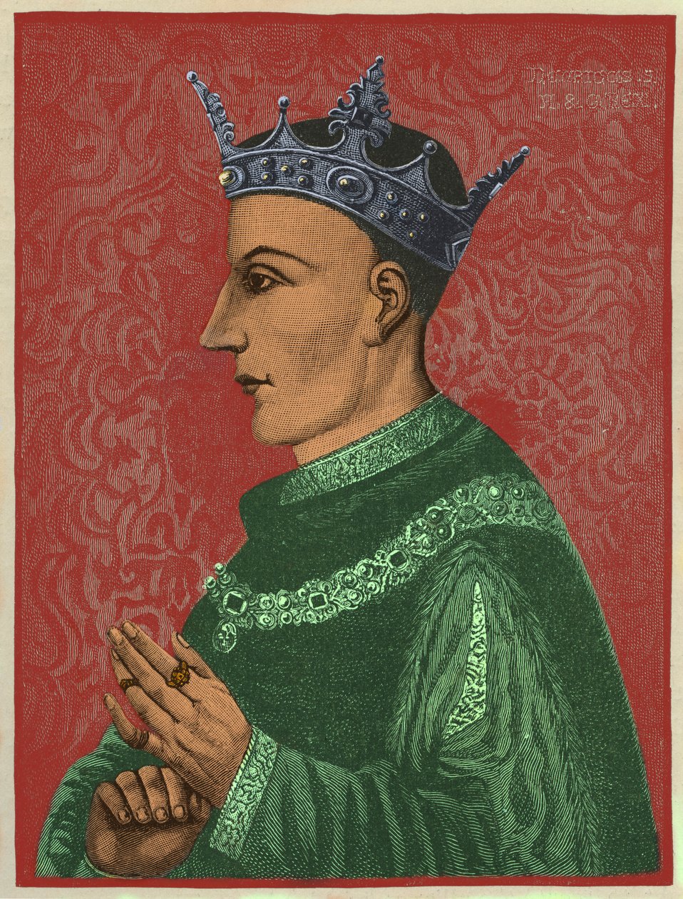 Enrique V, rey de Inglaterra, ilustración de "A Short History of the English People, Vol. II" de John Richard Green. de English School