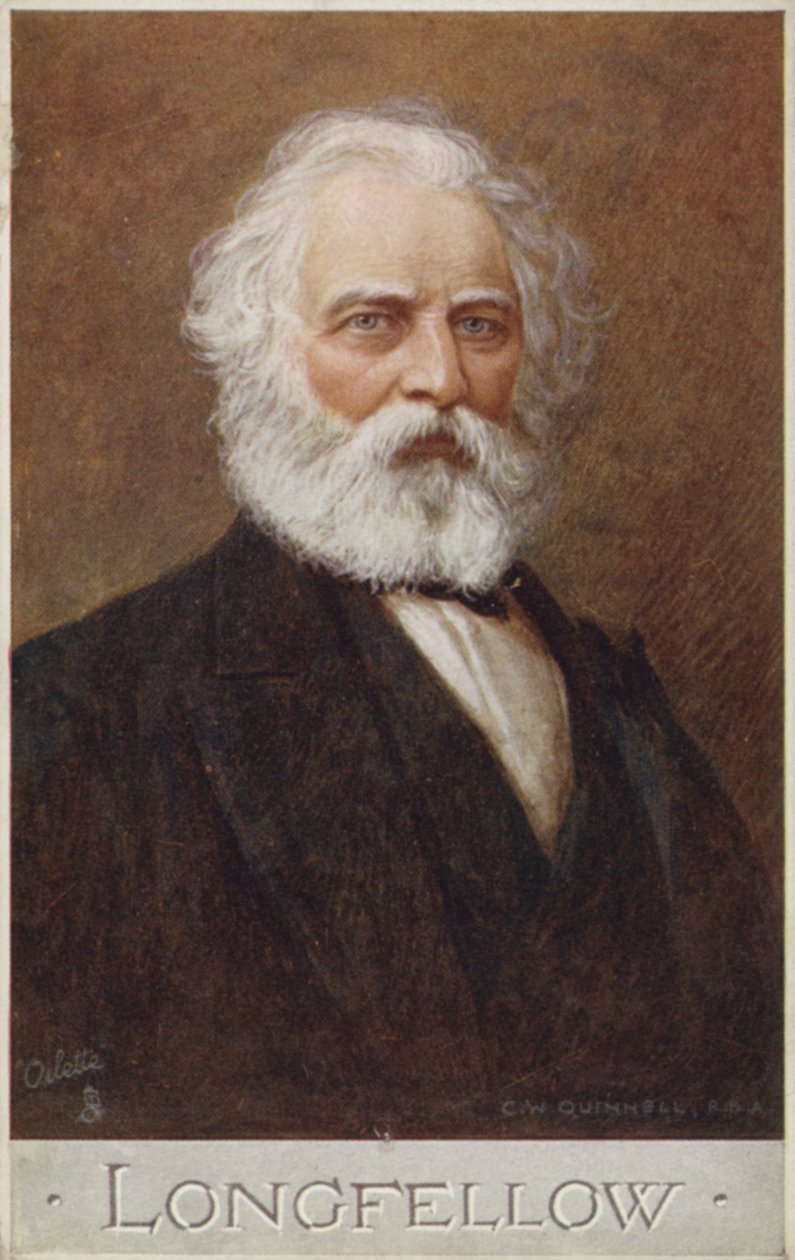 Henry Wadsworth Longfellow (1807-1882), poeta estadounidense (litografía en color) de English School