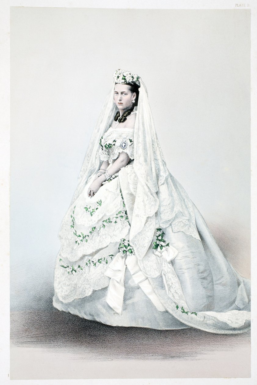 Su Alteza Real la Princesa Alexandra Carolina de Dinamarca, de A Memorial of the Marriage of Edward VII and Alexandra of Denmark, pub. 1864 de English School