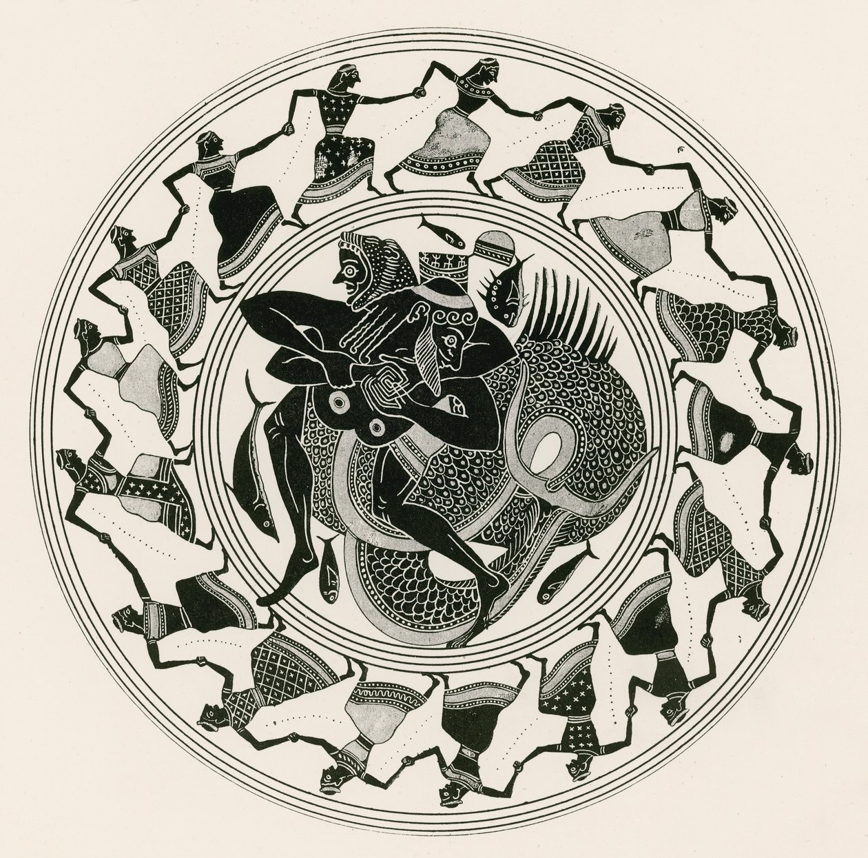 Heracles luchando con Tritón (grabado) de English School