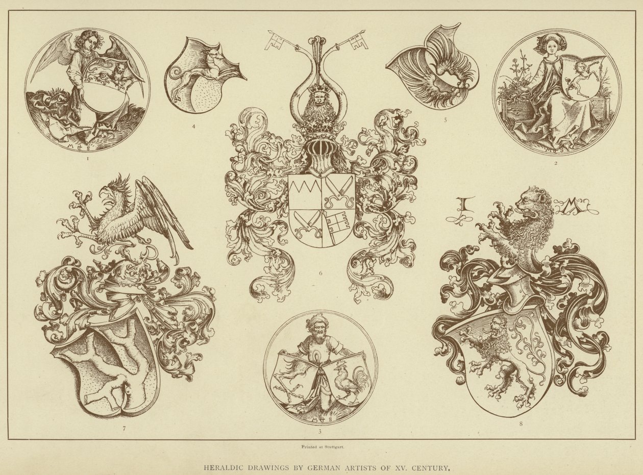 Dibujos heráldicos de artistas alemanes del siglo XV (litografía) de English School