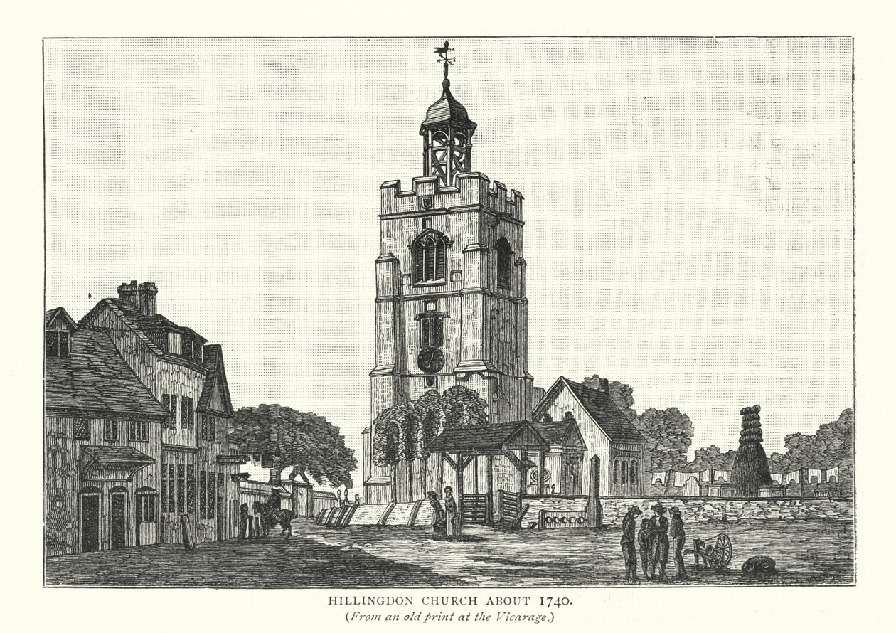 Iglesia de Hillingdon hacia 1740 (grabado) de English School